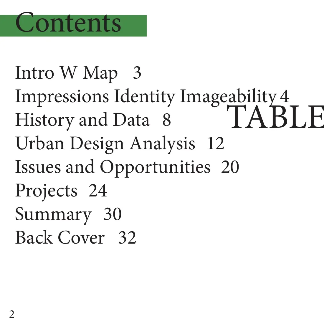 Table of contents