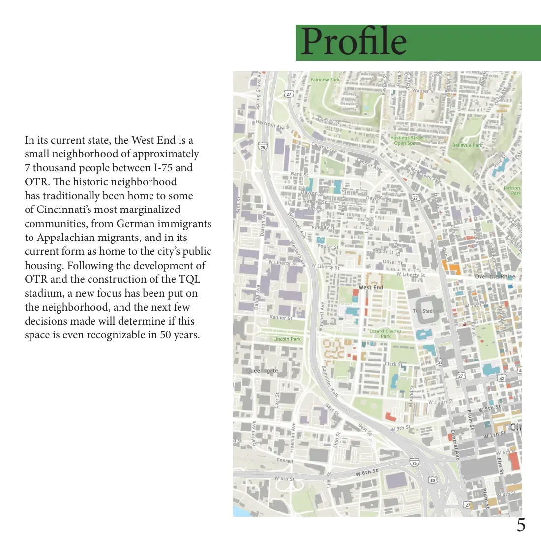 Neighborhood profile with a street map
