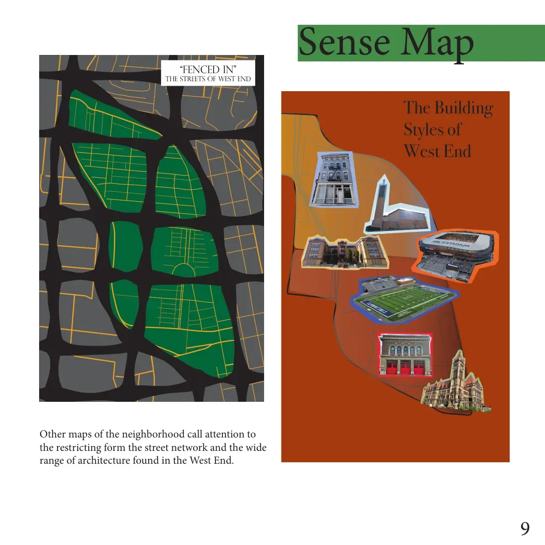 Sense maps of the street network and building styles