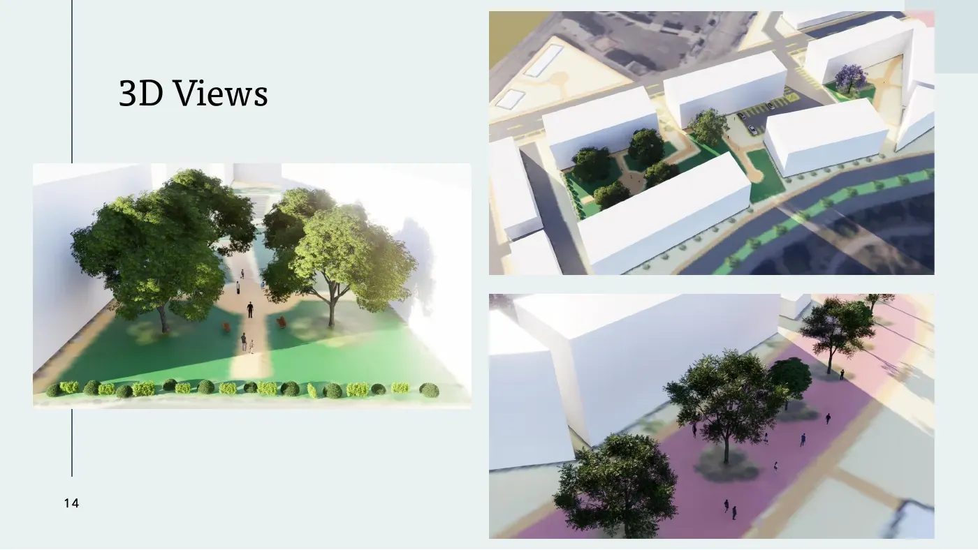 Three 3D views of the SketchUp model